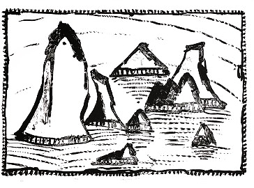 Pierre Alechinsky / Les Aiguilles de Belle-île 1er état, 1997, parfait état.